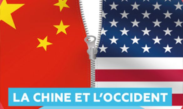 Drapeaux chinois et américain séparés par fermeture éclair