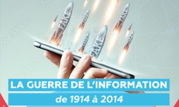 extrait de l'affiche de la conférence - missile portant le message fake news