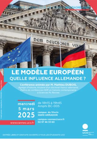 affiche conférence, drapeaux européen et allemand