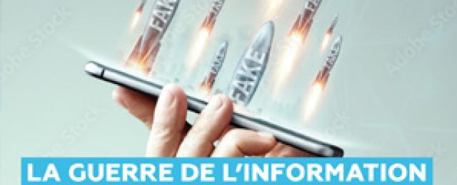 extrait de l'affiche de la conférence - missile portant le message fake news